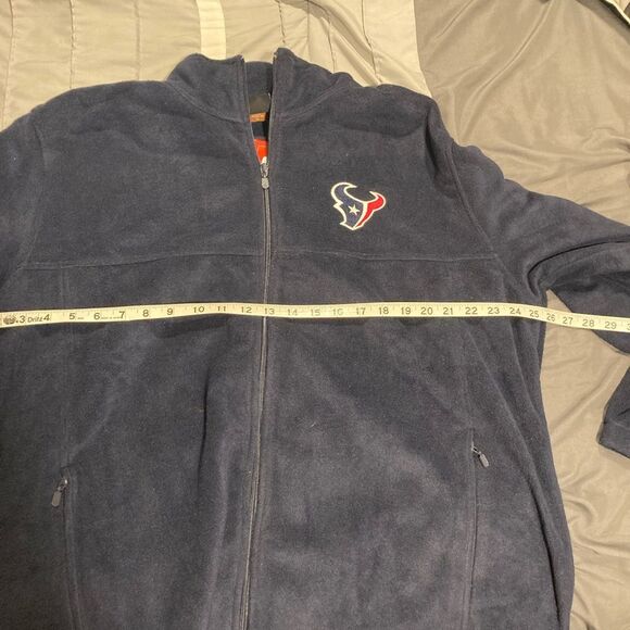 NFL Houston Texans Fleece Men's XL Navy Blue Full Zip Chest Logo Zip Pockets - Picture 2 of 7